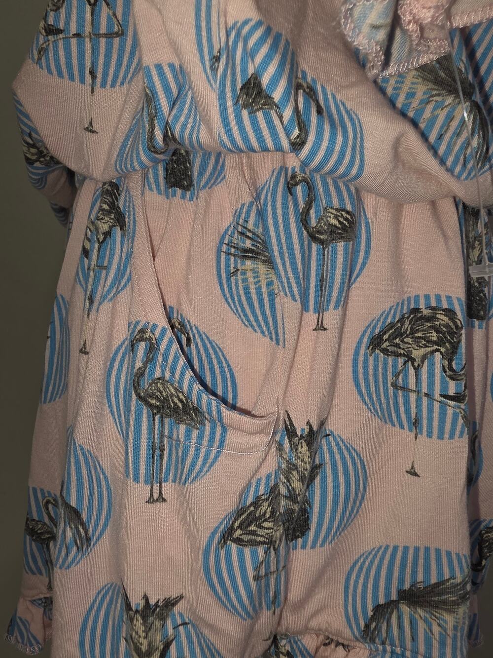 Hello Nite NWOT Size S Pink Blue Flamingo Pineapple Romper Sleeper